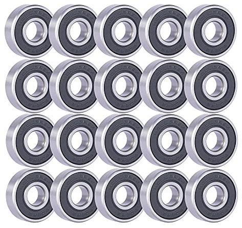 Rollerex Atlas 608-2RS Pre-Lubricated Skate Wheel Bearings – for Roller Skates, Inline Skates, Roller Blades, Scooters, RipStiks & Skateboards (Carbon Steel, 20-Pack)