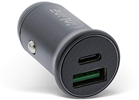 InLine 31502G - Alimentatore USB per auto, USB-A + USB tipo C, grigio