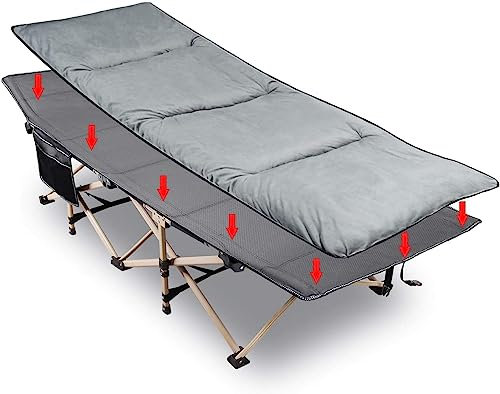 campMax Feldbett mit Matratze, 190X70cm Faltbar Klappbett Campingbett Tragfähigkeit bis 226 kg für Erwachsene Outdoor Indoor Garten Camping Reisen, Grau