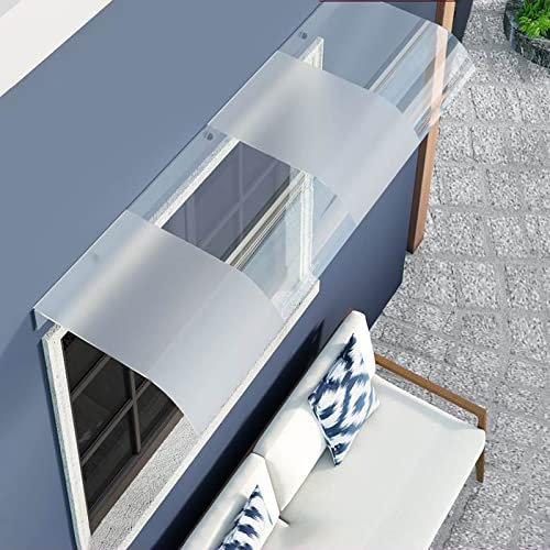 Zlovne Auvent de Porte Entrée Auvent de Véranda Extérieur,Auvent Marquise Porte d'Entree en Polycarbonat,Auvent de Fenêtre Contre Pluie Neige UV,50% Clair et Givré avec Vis (50x200cm/20 x79)