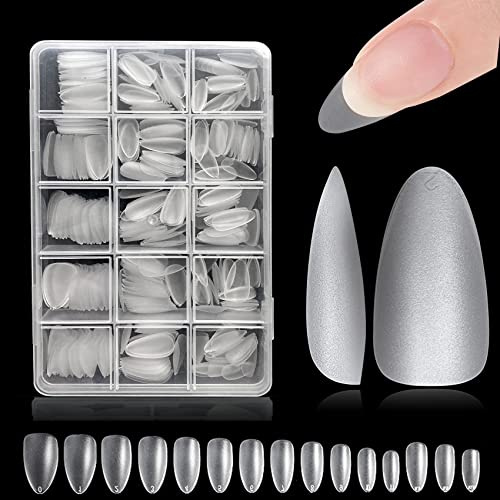240 Pezzi Unghie Finte Acrilico Artificiale, Trasparenti Unghie Finte per Uso Domestico e Saloni di Manicure, Full Cover Tip Nail Art (15 Misura)