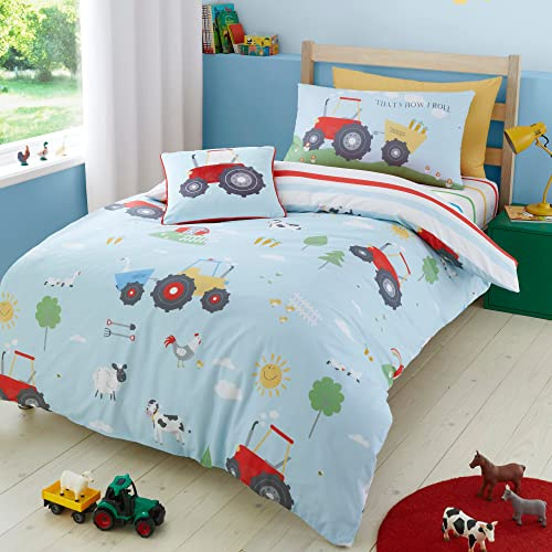 Bedlam - Farmyard Friends - Set copripiumino reversibile - Letto singolo in blu