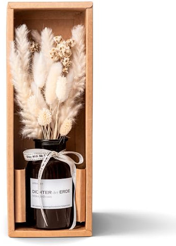 SPRINGSY Trockenblumen Pampasgras getrocknet im Glasvasen-Set – Perfekt als Deko Wohnzimmer und Schlafzimmer Deko. Individuelle getrocknete Blumen Bouquets für eine schöne Pampasgras Deko.