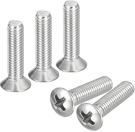 QUARKZMAN M5x20mm Tornillos Máquina Phillips Cabeza Ovalada 50uds Acero Inoxidable 304 Cabeza Avellanada Ligeramente Elevada