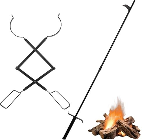NQEUEPN 2pcs Fire Poker Set, Fireplace Tools Firewood Tongs Accessories Tools Fire Pit Campfire Poker Fire Poker Fireplace Tongs for Outdoor Indoor, 10015