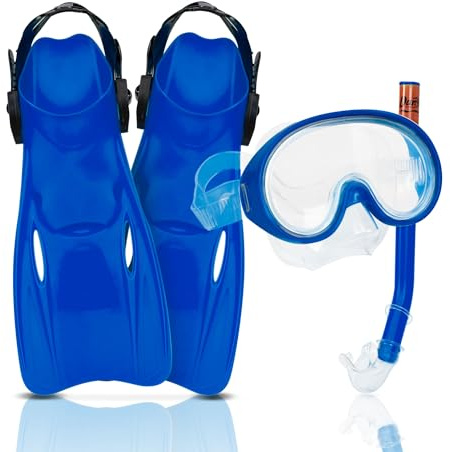 The Secret Home - Kit de de Buceo Unisex - Gafas de Buceo Ajustables para Niños- Accesorios para Verano Fabricado en PVC - Set Ideal para Playa - Varios Modelos (Gafas de Buceo + Tubo + Aletas - 2)