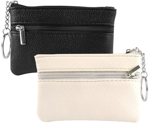 Deepton 2 Stück schlüsselmäppchen Damen, Schlüsseltasche Mini Geldbörse Damen Schlüsseletui Aus Pu Leder Autoschlüssel Tasche Schlüssel Tasche Schlüsselanhänger Tasche Kleine Schlüsselmäppchen Herren