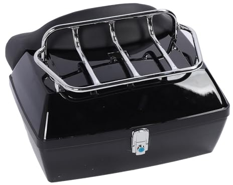 Yechiry Top Case Arrière de Moto, 48 L Universel Résistant à l'eau avec Coussin de Dossier de Verrouillage, Coffre à Bagages pour Casques et Bagages (Black)
