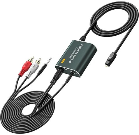 Ozvavzk Convertitore DAC Audio 192 kHz,Convertitore Audio Digitale ad Analogico Supporta Uscita Digitale Ottica a Doppio Jack da 3,5 mm,Adattatore Ottico a Jack/RCA con Doppie jack 3,5 mm