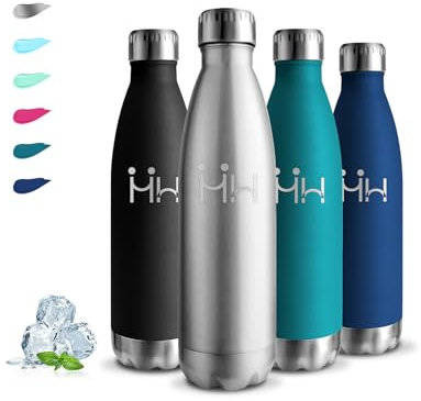 Gourde Isotherme, Gourde 500ml, Sans BPA, Gourdes Enfant, 24h Froid & 12h Chaud, Gourdes Inox, Anti Fuite, Gourd Metal, Facile à Transporter, Gourd Aluminium, pour École, Bureau, Voyage, Camping, Yoga