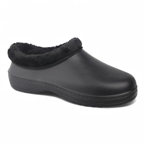 CHILLIFE Zoccoli invernali da donna con fodera, scarpe sanitarie per lavoro, leggere e impermeabili, realizzate in Portogallo, Nero , 36 EU