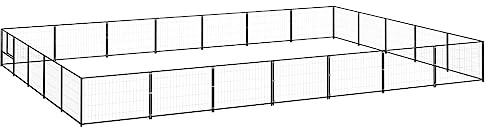 Chenil extérieur pour chiots - Chenil pour chien - Noir - 35 m² - Acier - Pour chiens et autres animaux domestiques