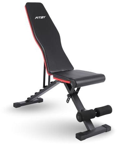 Fitby - Banco de musculación con banco de musculación (banco de desarrollo), banco de entrenamiento, ajustable, capacidad de carga de 150 kg, plegable, color negro