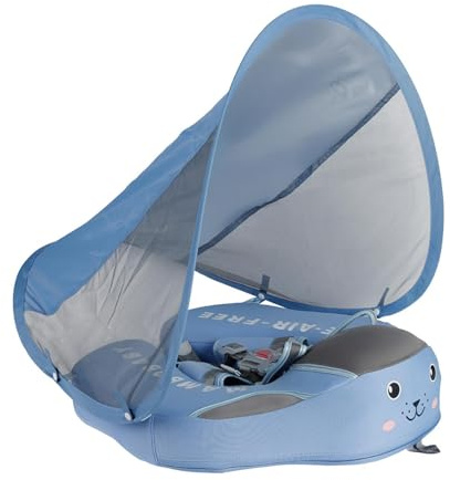 Babys Schwimmring mit Abnehmbarem UPF50+ Sonnendach und Verstellbarer Sicherheitssitz, Schwimmring Babys, Premium B-aby Float, B-aby Schwimmreifen für B-abys 3-36 Monate