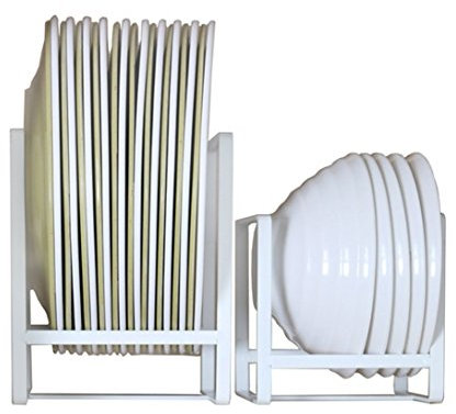 7UYUU 7U Porte-Assiettes Vertical en métal pour comptoir de Cuisine, Placard, Camping-Car, Blanc