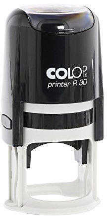 stempel-fabrik – Colop Printer R 30 Custom Stempel mit Wunschtext oder Wunschmotiv personalisieren – runder Selbstfärbestempel ideal für individuelle Logos & Siegel (ø30 mm | 5 Zeilen | Schwarz)