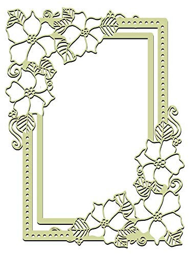 Juliyeh Flower Frame Metal Cutting Die for Card Making, Laced Rectangle Frame Die Cuts Embossing Stencils, Scrapbooking Lace Flower Border Dies, Silver