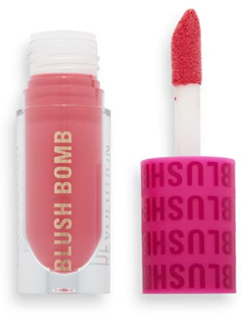 Revolution Beauty, Blush Bomb Cream Blusher, Lightweight Makeup & Creamy Formula for a Dewy Finish, Enriched with Vitamin E, Savage Coral, 0.15 Fl. Oz.