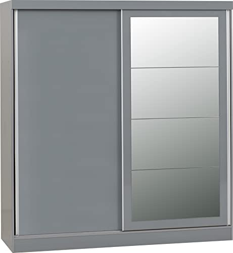 Seconique Nevada 2 Door Slider Wardrobe in Grey Gloss
