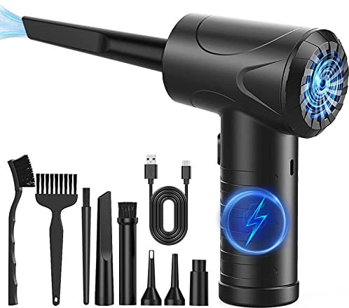 Elektrische Staubgebläse, 3-Gang 91000 U/min Compressed Air Duster, USB Wiederaufladbar Druckluftspray PC Reinigungsset Mit 6000mah Akku für Laptop,Tastatur,Auto,Bürogeräte,Sofa