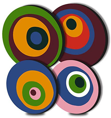 Walarky Eyes Round Metal Hob Covers Bauhaus 4-Piece Stove Plate Cooker Hob Covers for Electric Cookers Top Burner Gas Range Oven Protector Kitchen Tools Accessories Modern Cooktop Kitchen Decor