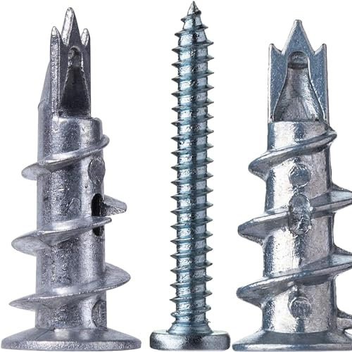 Rigipsdübel, Selbsterblockdauger Hohlraumdübel Metall mit Schrauben, GipskartondüBel Trockenbauanker aus Zink mit Schraubensatz zur Befestigung an Beton, Ziegeln, Gipskartonplatten (50 pcs)