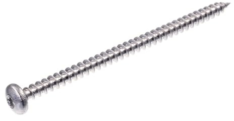 SECCARO spånskivsskruv halvcirkelformat huvud 6 x 100 mm, rostfritt stål V2A VA A2, träskruv med full gänga, TX/sexkantsrund, 75 stycken
