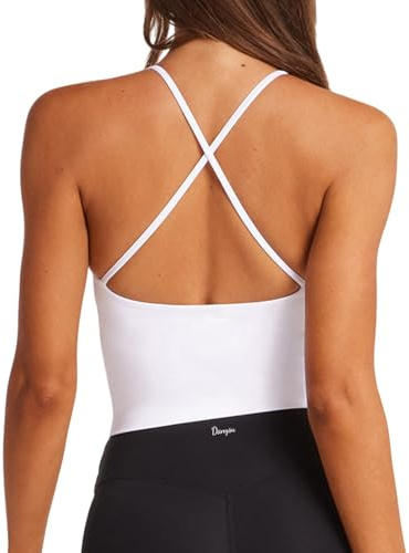 Danysu Sports Bras Women Wireless Seamless Backless Bra Impact Support Workout Tank Tops Removable Pads Yoga Gym Top Crew Neck Lucent White M