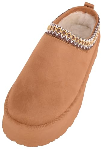 ABSOLUTE FOOTWEAR Zuecos de plataforma fáciles de poner para mujer con interior de piel sintética, Tan, 40 EU