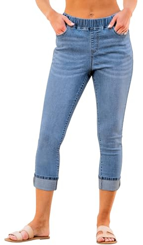 Roskiky Capris for Women Capris Pants for Women Capri Pants Trendy Stretch Denim Cobalt Blue M