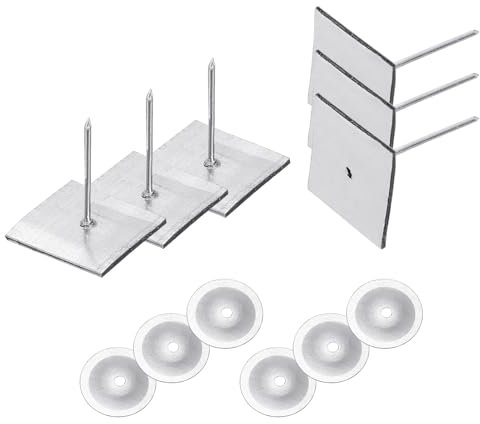 PATIKIL 30mm Self Stick Insulation Pins, 50Sets Washers Aluminum Insulation Hangers Cap Round Washers for Foam Board Wall Floor Ceiling