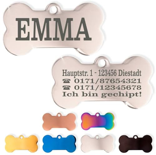 Ibera gifts - Hundemarke Mit Gravur - Hundemarke Personalisiert - Edelstahl - Für Mittelgroße Und Große Hunde - 40 x 21 mm (Silber)