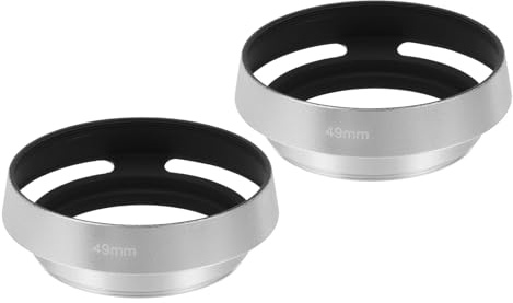 PATIKIL 2 Pcs 49mm Lens Hood, Universal Metal Hollow Curved Screw-in Vented Lens Hoods for Fujifilm for Pentax, Silver