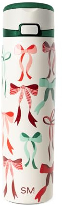 Simple Modern Mesa Loop | Christmas Water Bottle with Straw | 24oz Cup Holder Friendly Insulated Stainless Steel Bottles for Travel, School | Holiday Gifts for Women Men Her Him | Ribbon Wonderland