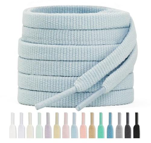 Handshop 2 Pares de Cordones Planos de 6 mm Para Zapatillas Deportivas, Cordones Deportivos en 15 Colores Para Calzado Deportivo Gris Claro Azulado 100cm