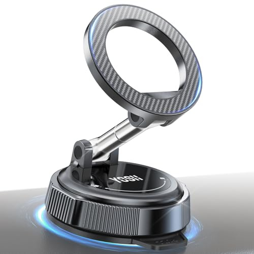 YOSH für MagSafe Autohalterung, Vakuum Handyhalterung Auto Magnet, 300N Vakuum-Saugnapf & 22×N56 Magneten, Magnetische Handyhalterung mit 360° drehbarem längerem Arm für iPhone 17–12 Samsung Pixel