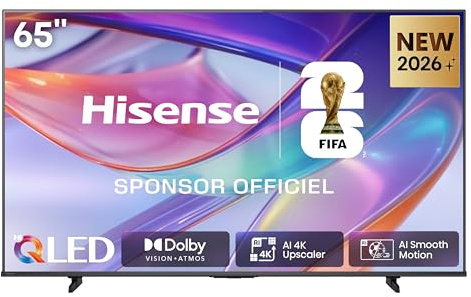 Hisense 65E7DS TV QLED 4K 65 (164 cm) - Série E7DS - Dolby Vision IQ, 120Hz HSR, Game Mode Plus, Son DTS X, Alexa