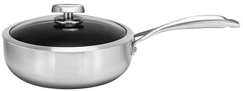 SCANPAN CS+ Tiefe Sautepfanne mit Deckel 26 cm, 3 l | 5-schichtige Konstruktion | Für alle Herdarten geeignet | Multifunktionale Pfanne Induction | Stratanium+ Antihaftbeschichtung | Ofenfest