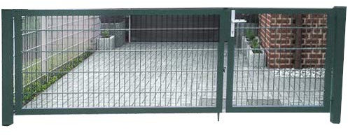 Einfahrtstor Gartentor Tor Hoftor 2-flügelig asymmetrisch Grün RAL 6005 / 300cm x 103cm (BxH) inkl. Pfosten