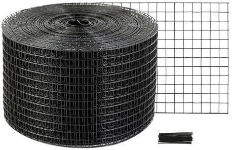 VEVOR 8inch x 98ft Critter Guard for Solar Panels, PVC Coated Wire Mesh Roll Kit with 50pcs Ties for Pigeon Deterrent, Bird, Squirrel Proof, Black