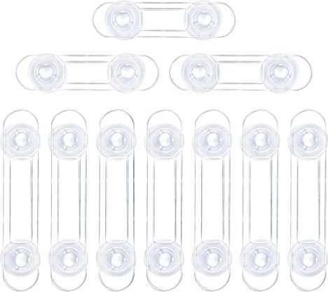 KEWUZY 10 Stück Kindersicherung transparent, Baby Kindersicherung Verschlüsse, Schubladensicherung ohne bohren für Schränke und Schubladen