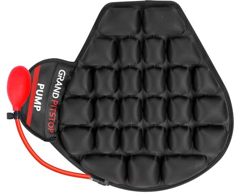 GRAND PITSTOP Motorcycle Air Seat Cushion With Air filling Pump, Inflatable Bubble Air Pads With Breathable Mesh Cover & Non-Skid Bottom compatible for Cruiser Motorcycle
