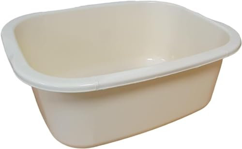 OptiProducts® 11L Liter Plastic Washing Bowl Rectangular Multi-Purpose Basin Mixing Pot Sink Tidy Organizers (Cream)