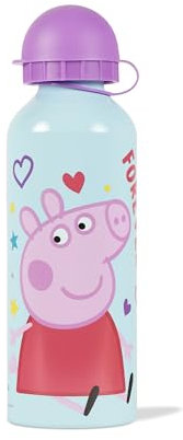 Peppa Pig Blue Kids Trinkflasche Aluminium Trinkflasche mit Strohhalm 500ml für Schule