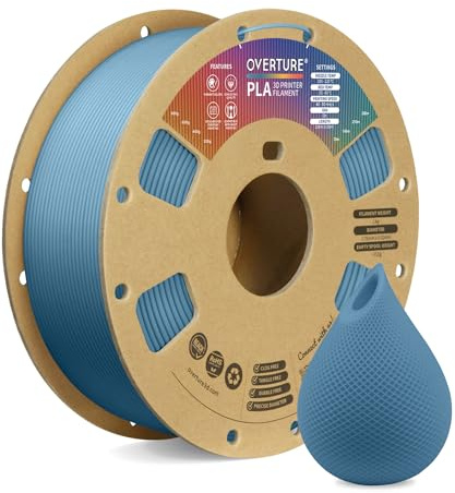 OVERTURE PLA Filament 1,75 mm Aufgerüstet, 1kg Filament (2,2 lbs), Maßgenauigkeit +/- 0.02mm, für 3D-Drucker (Graublau)