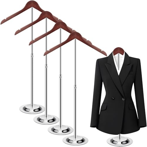 T Shirt Display stand for Vendors, Adjustable Dress Form Mannequin Torso, Graduation Cap and Gown Clothes Rack, Portable Hanger for Clothing Tshirt Jacket Coat Retail, Height 18.5-31.5 Inch (4 Pcs)