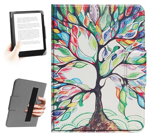HoYiXi Funda Universal para de 6,8'', 7'' Paperwhite eBook Reader,Compatible con Kindle, Kobo,Pocketbook, Tolino y Sony eReader. Cuerda de Mano elástica Funda para 6.8-7 eReader,Árbol