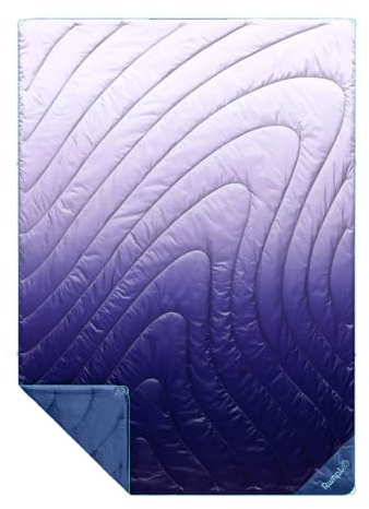Rumpl Manta hinchada original – Manta cálida y hinchada para camping, aislamiento 100% poliéster reciclado, ligera, plegable, resistente al agua, manta acolchada para exteriores, 52 x 75 pulgadas, V2