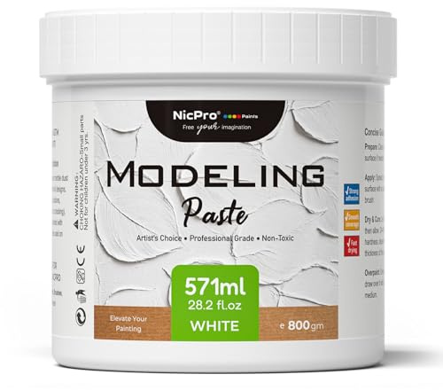 Nicpro Modeling Paste 571 ml / 28.2 oz for Acrylic Painting, High Density Acrylic Medium for Texture Art and Thickness, Structural Molding Texture Paste for Canvas Paint, Art Projects, DIY, 3D Effect