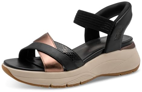 Tamaris Sandali da Donna Comfort Wedge/Plat Sand con Zeppa, Pettine Nero, 36 EU